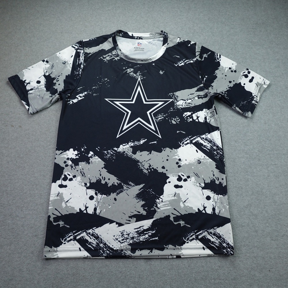 Dallas Cowboys Shirt Boys XL 18/20 Navy Camo Star Athletic NFL